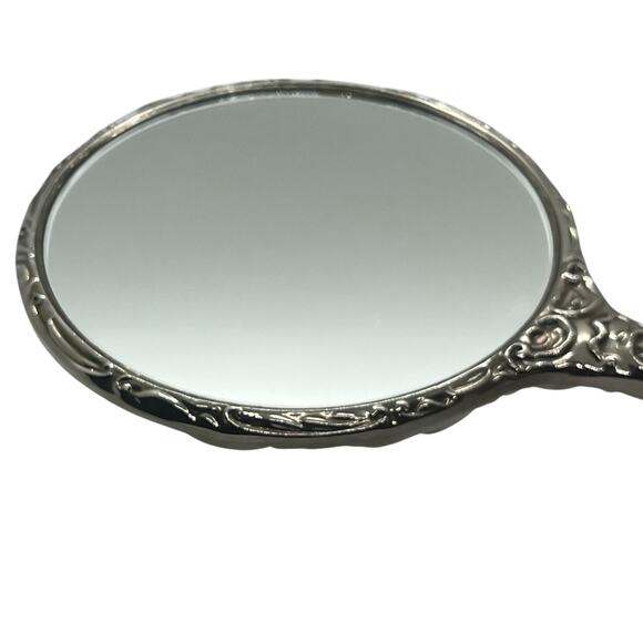 Vintage Silver Tone Carved Vanity Set Mirror Brush Perfume - Picture 11 of 16